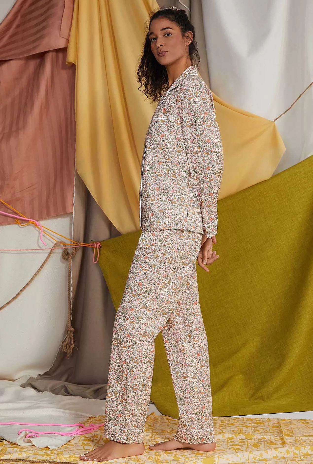 Made With Liberty Fabrics*Bedhead Pajamas Imran Long Sleeve Classic Woven Cotton Tana Lawn® Pj Set Made With Liberty Fabrics