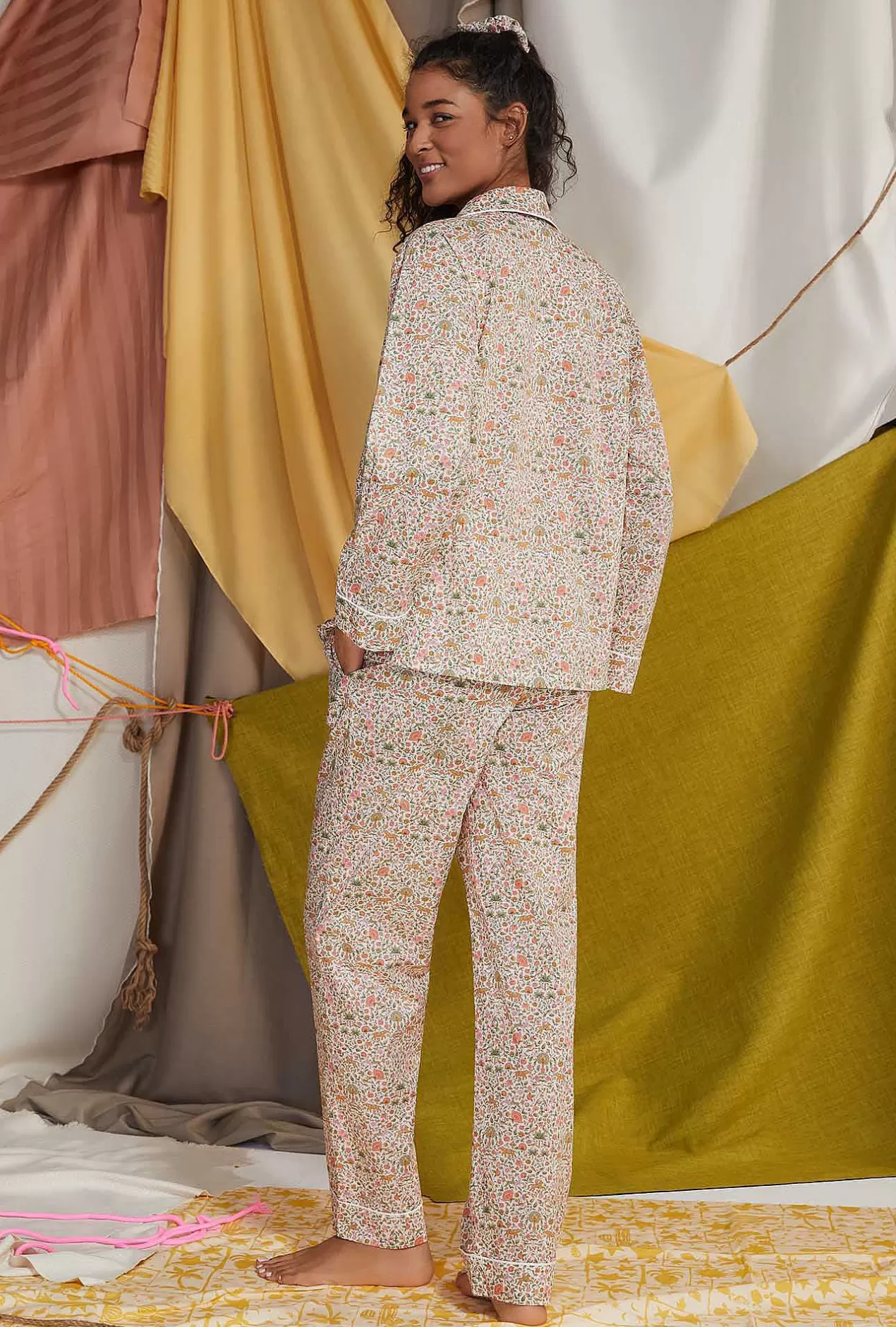 Made With Liberty Fabrics*Bedhead Pajamas Imran Long Sleeve Classic Woven Cotton Tana Lawn® Pj Set Made With Liberty Fabrics