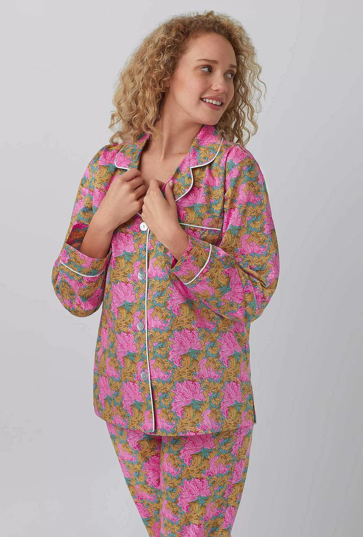 Extended Sizes*Bedhead Pajamas Laura'S Reverie Long Sleeve Classic Woven Cotton Tana Lawn® Pj Set Made With Liberty Fabrics