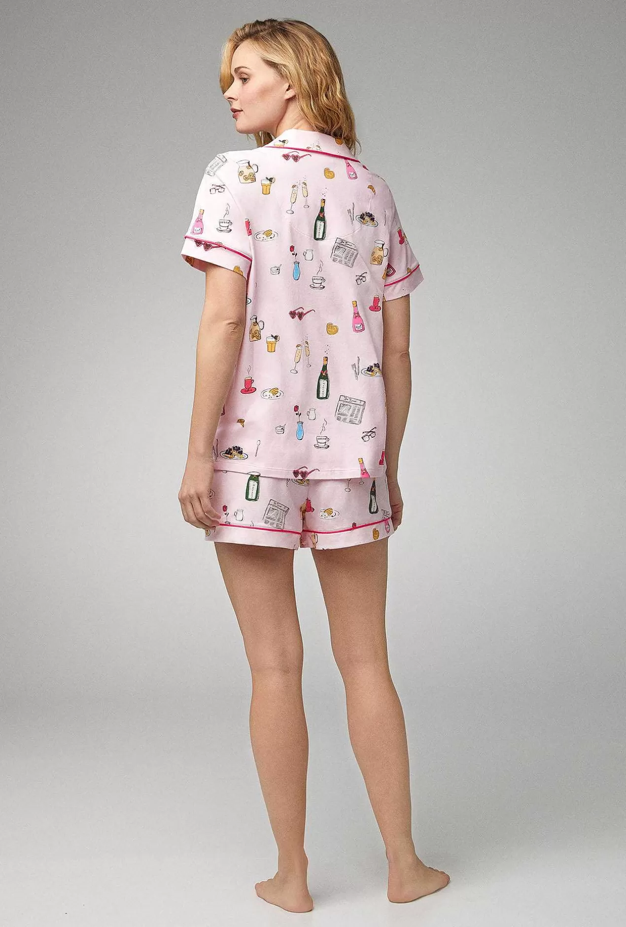Extended Sizes*Bedhead Pajamas Let'S Do Brunch Short Sleeve Classic Shorty Stretch Jersey Pj Set