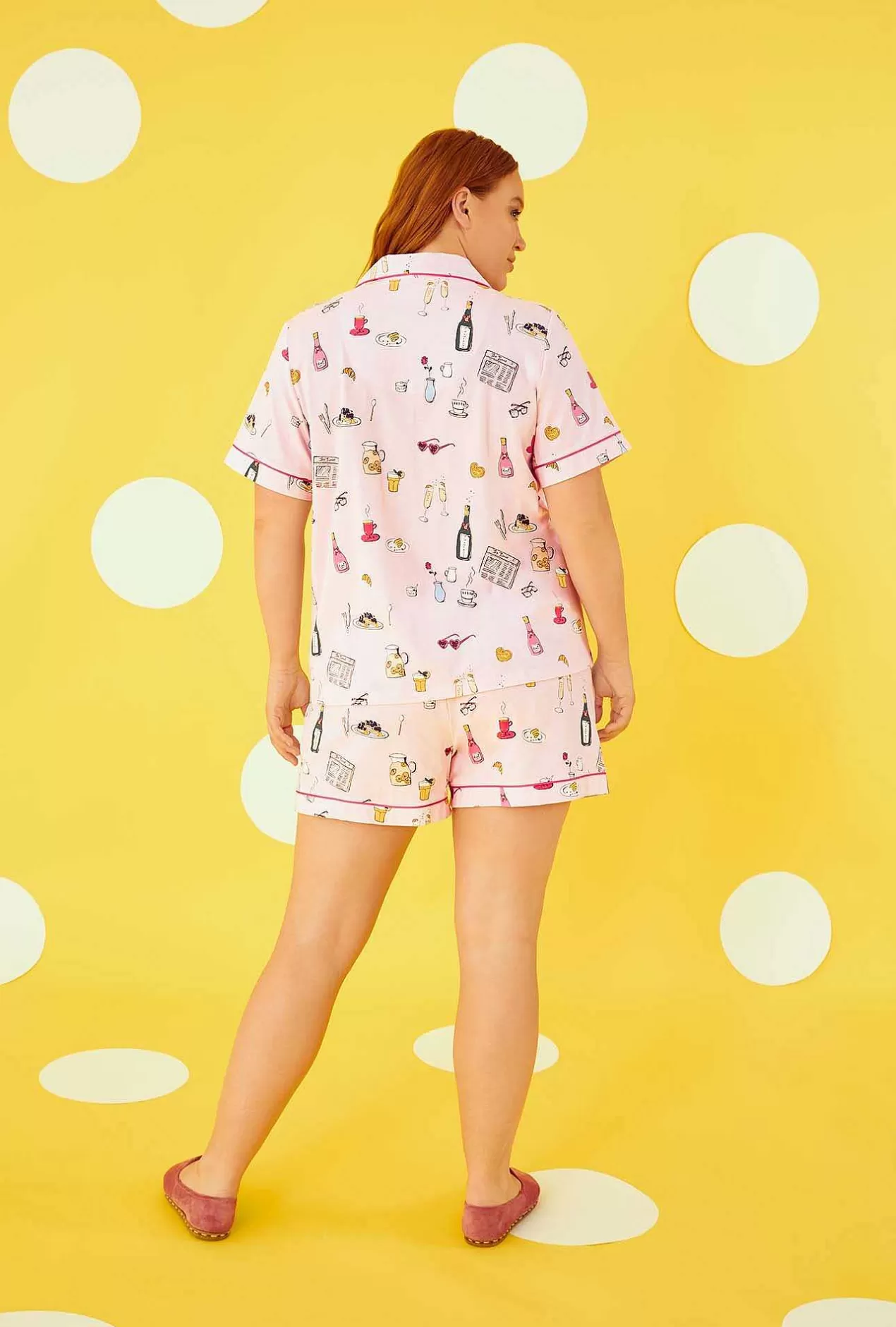 Shorty Sets*Bedhead Pajamas Let'S Do Brunch Short Sleeve Classic Shorty Stretch Jersey Pj Set