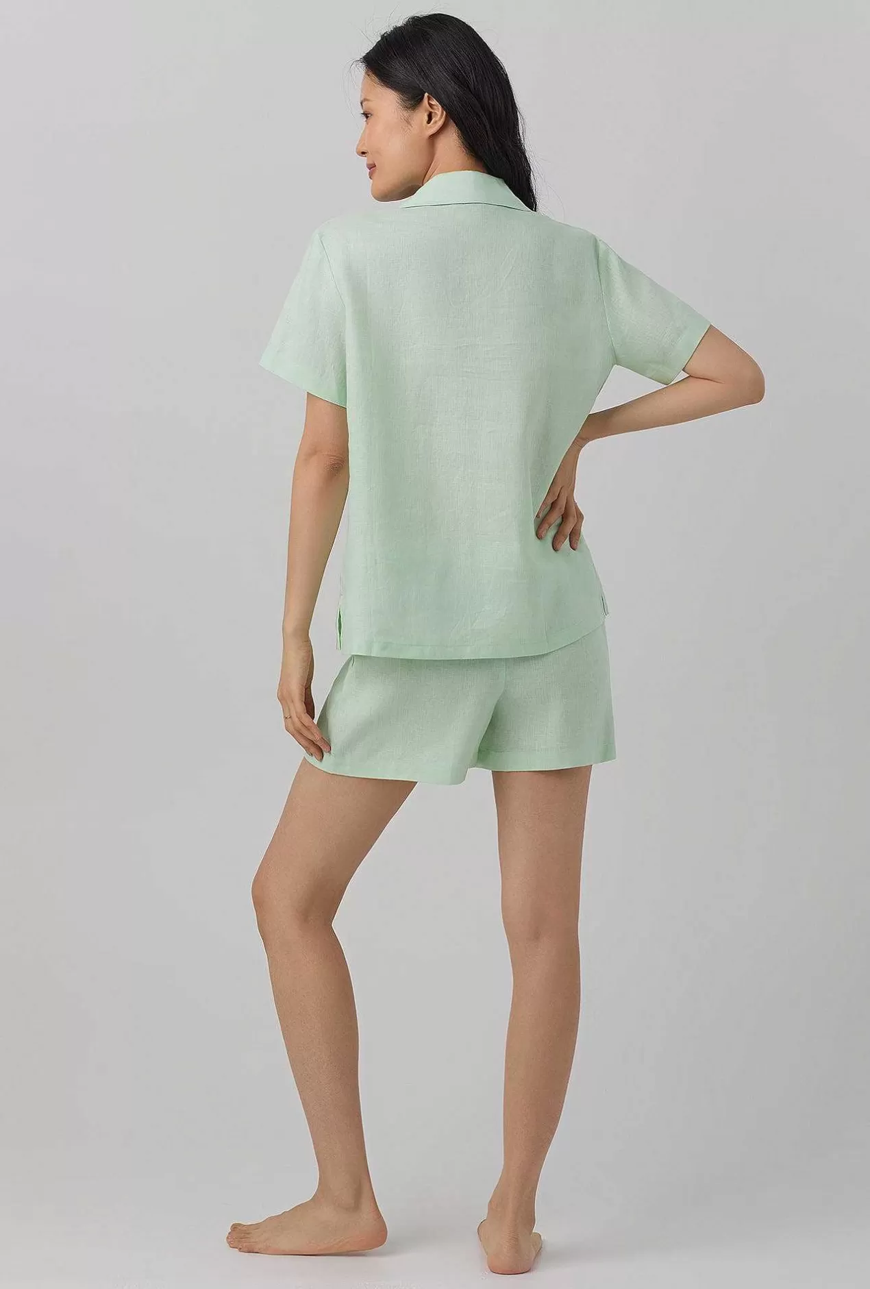 Mother'S Day*Bedhead Pajamas Mint Short Sleeve Classic Shorty Woven Linen Pj Set