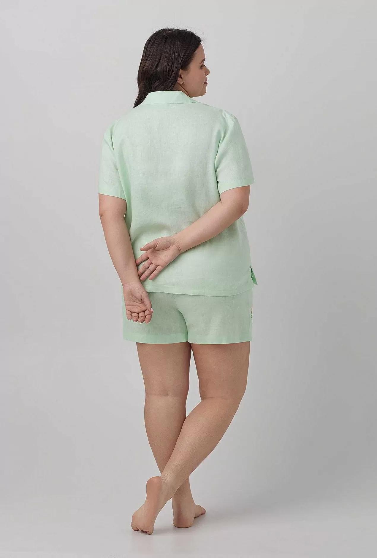 Mother'S Day*Bedhead Pajamas Mint Short Sleeve Classic Shorty Woven Linen Pj Set