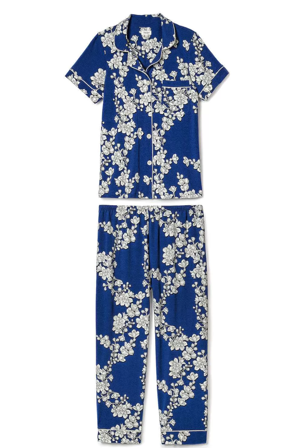 Cropped Sets*Bedhead Pajamas Navy Shadow Blossom Short Sleeve Cropped Stretch Jersey Pj Set