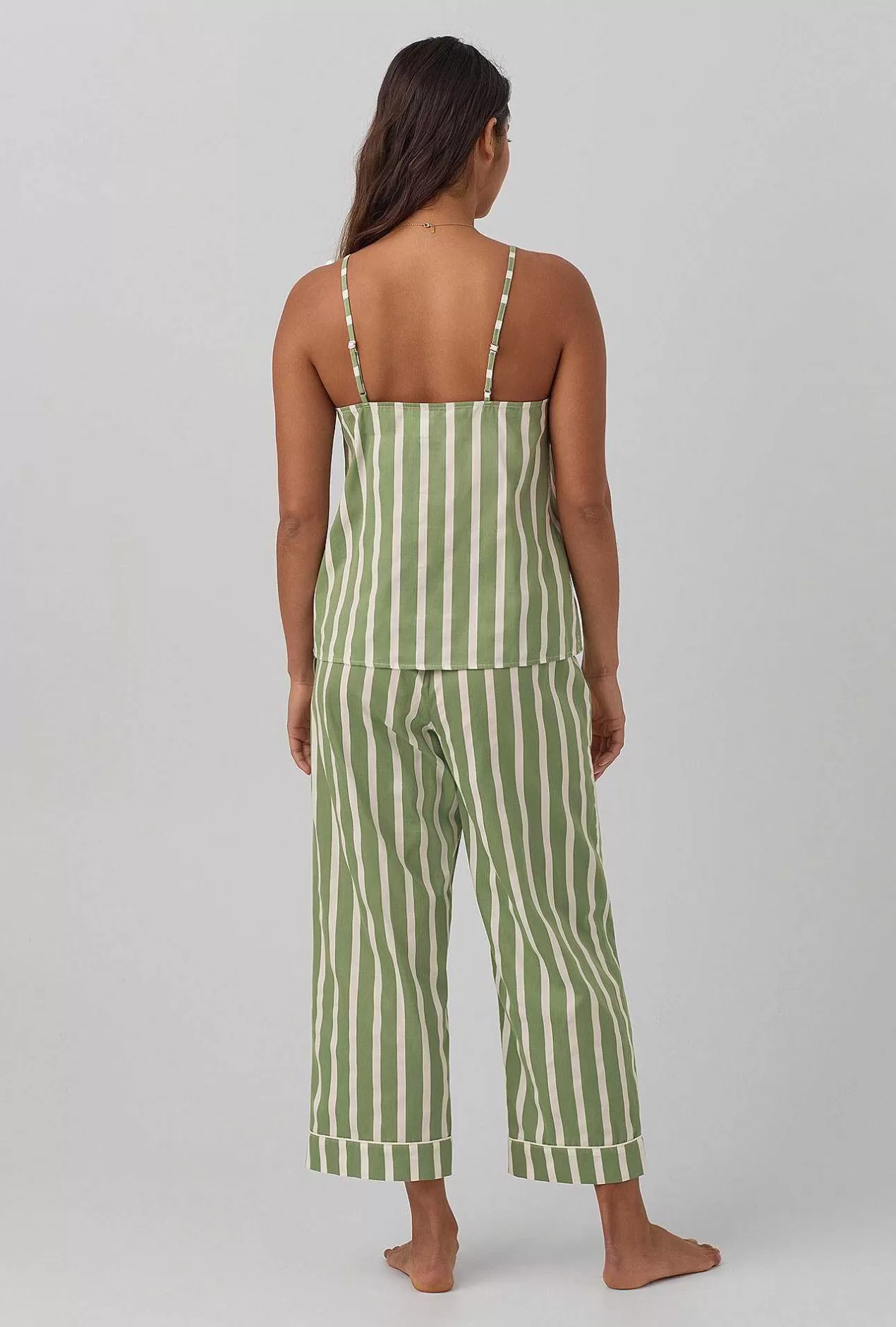 Cropped Sets*Bedhead Pajamas North Shore Stripe Tank Woven Cotton Sateen Cropped Pj Set
