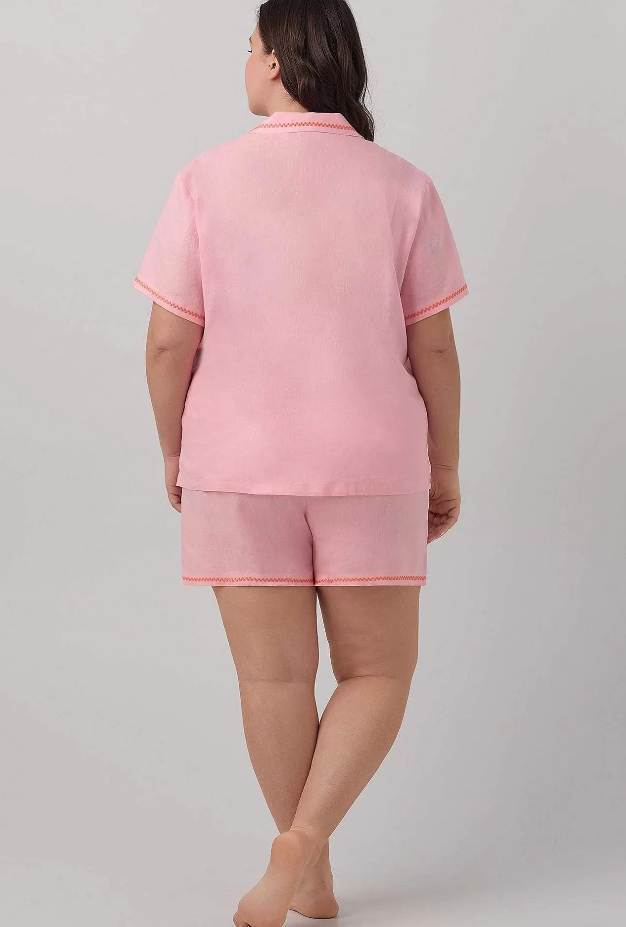 Shorty Sets*Bedhead Pajamas Orchid Pink Short Sleeve Classic Shorty Woven Linen Pj Set