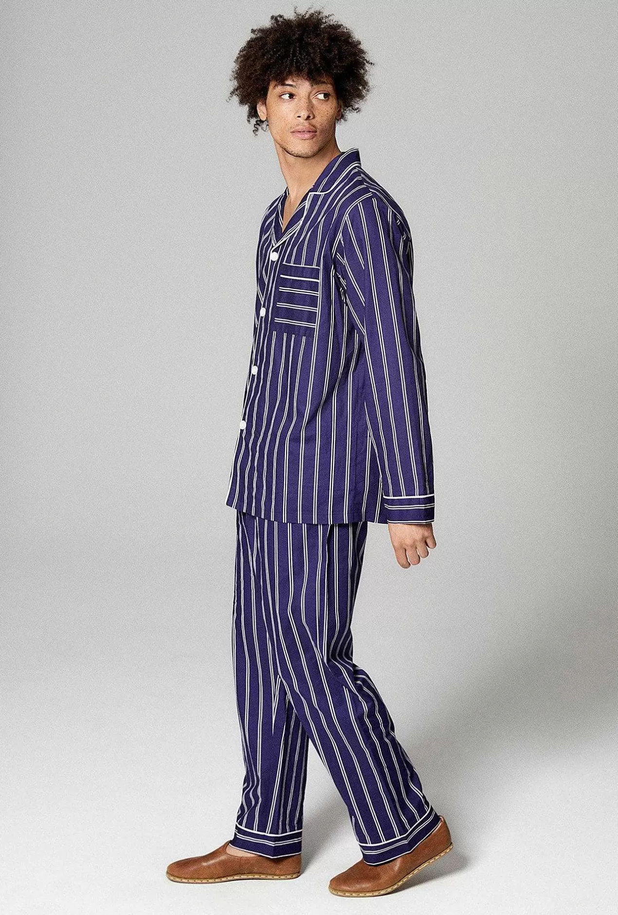 Notch Collar Long Sleep Sets*Bedhead Pajamas Oxford Stripe Men'S Long Sleeve Classic Woven Cotton Poplin Pj Set