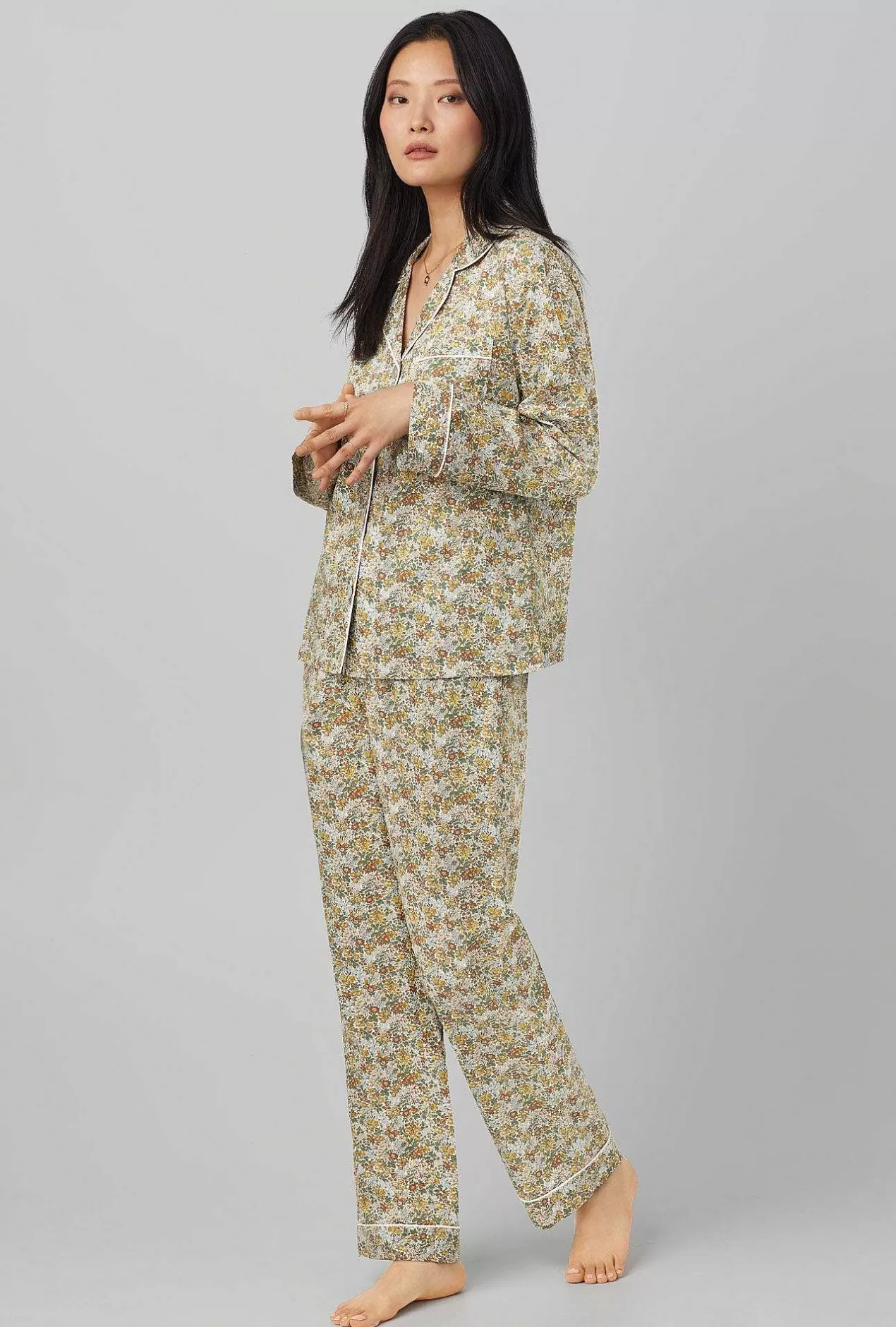 Made With Liberty Fabrics*Bedhead Pajamas Penstemon Long Sleeve Classic Woven Cotton Tana Lawn® Pj Set Made With Liberty Fabrics