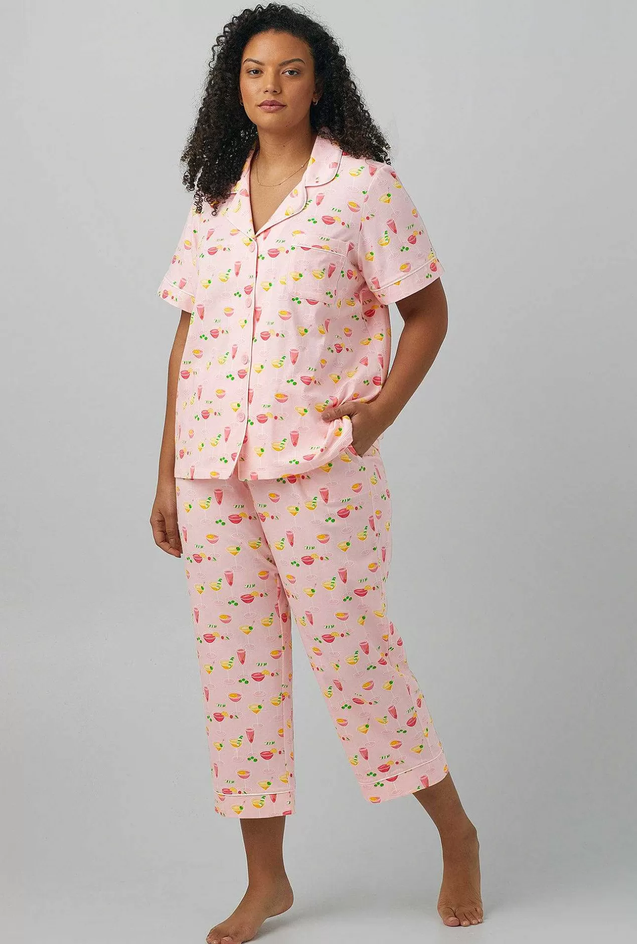 Cropped Sets*Bedhead Pajamas Pink Mixology Short Sleeve Classic Stretch Jersey Cropped Pj Set