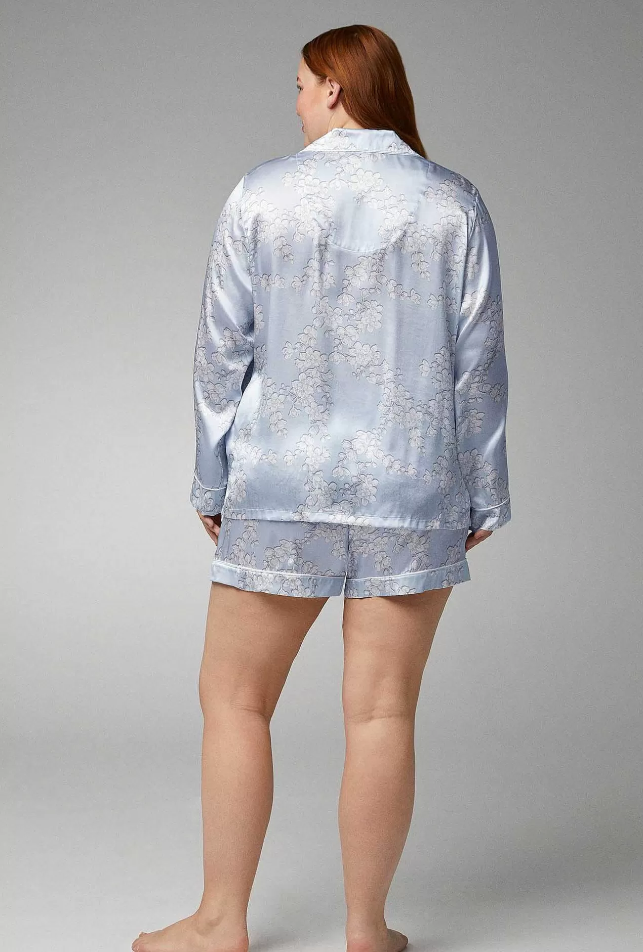 Bridal Shop*Bedhead Pajamas Renee'S Blossom Long Sleeve Classic Woven Silk Satin Shorty Pj Set