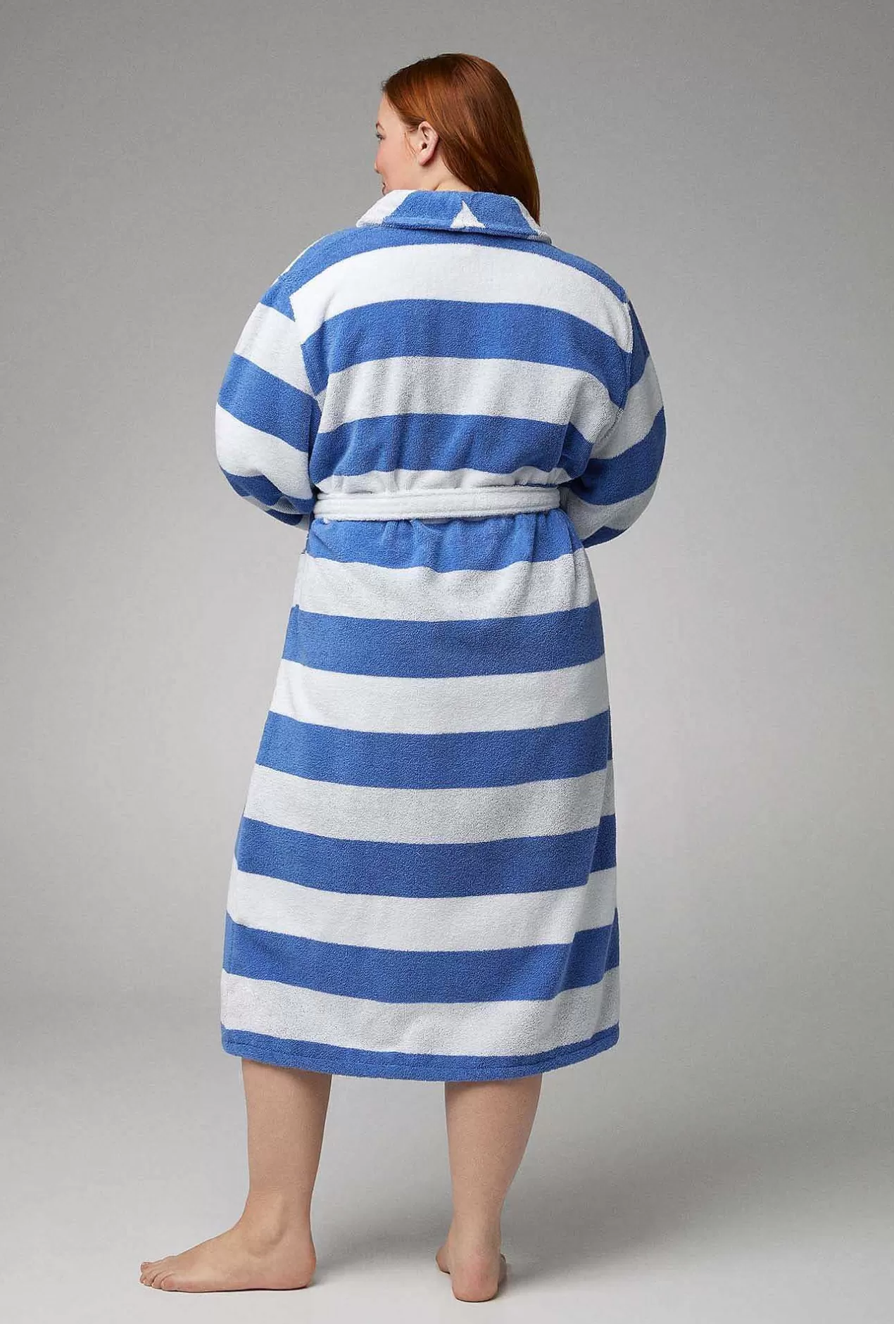 Robes*Bedhead Pajamas Seaside Stripe Unisex Woven Cotton Loop Turkish Terry Jacquard Long Robe
