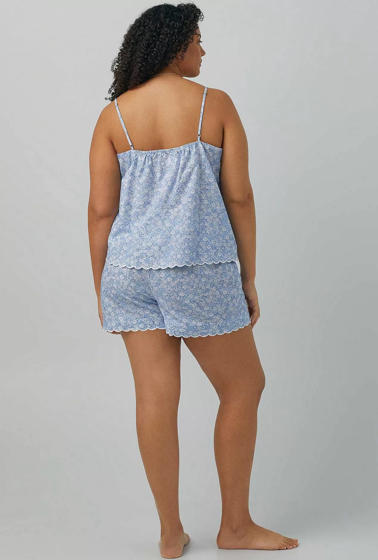 Bridal Shop*Bedhead Pajamas Something Blue Scallop Cami Woven Cotton Silk Shorty Pj Set