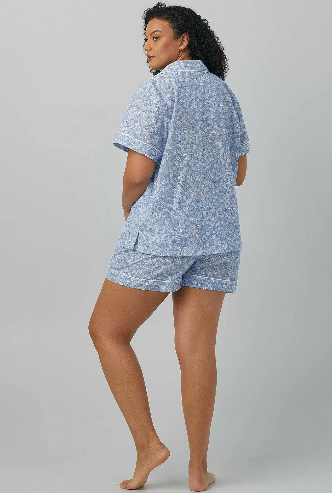 Bridal Shop*Bedhead Pajamas Something Blue Short Sleeve Classic Woven Cotton Silk Shorty Pj Set