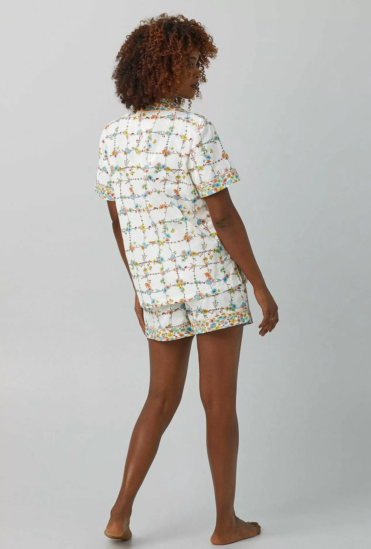 Floral Shop*Bedhead Pajamas Spring Vines Short Sleeve Classic Shorty Woven Cotton Poplin Pj Set