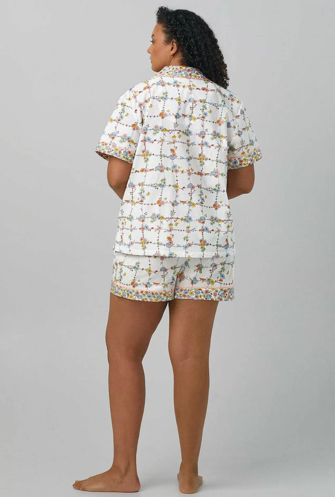 Floral Shop*Bedhead Pajamas Spring Vines Short Sleeve Classic Shorty Woven Cotton Poplin Pj Set