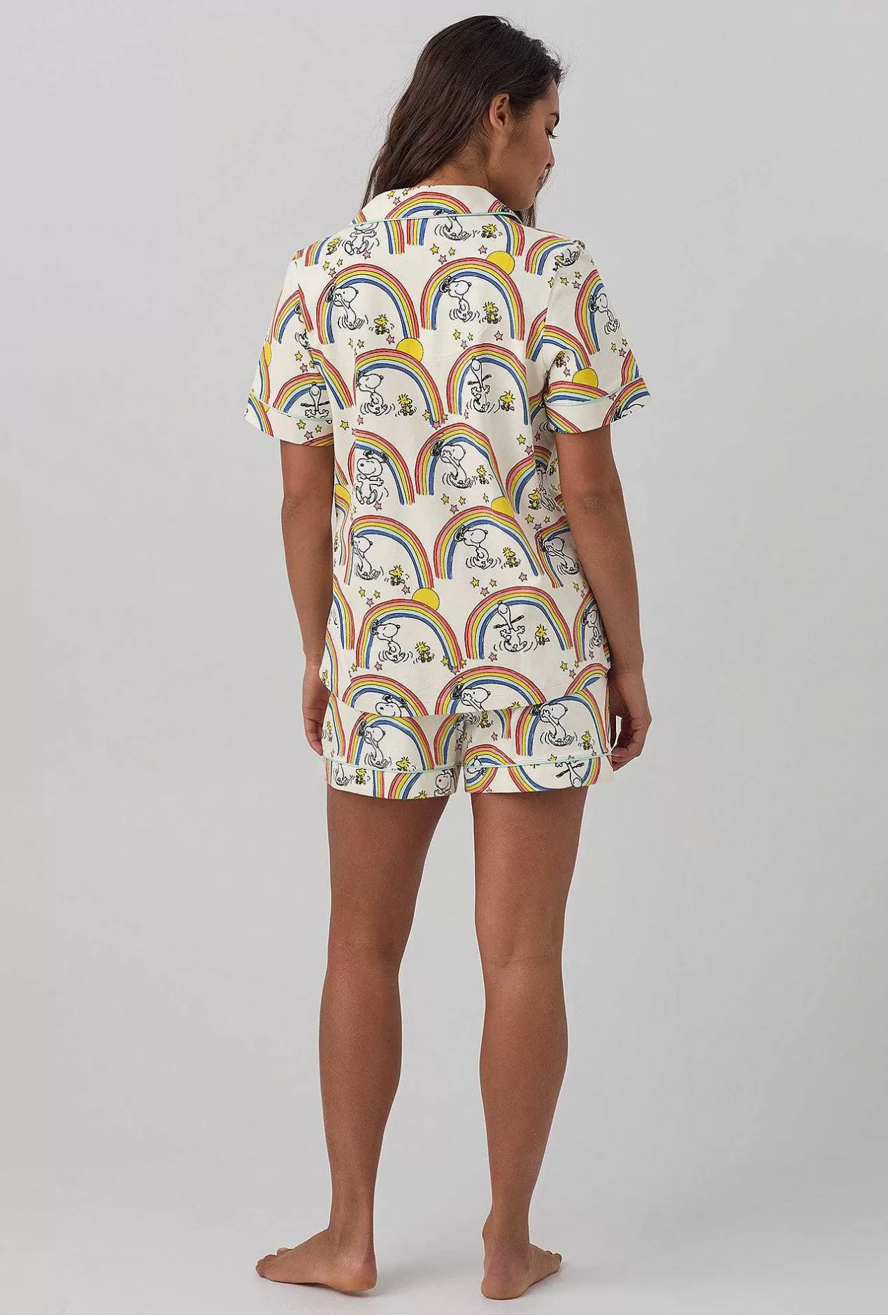 Shorty Sets*Bedhead Pajamas Sunshine Snoopy Short Sleeve Classic Shorty Stretch Jersey Pj Set