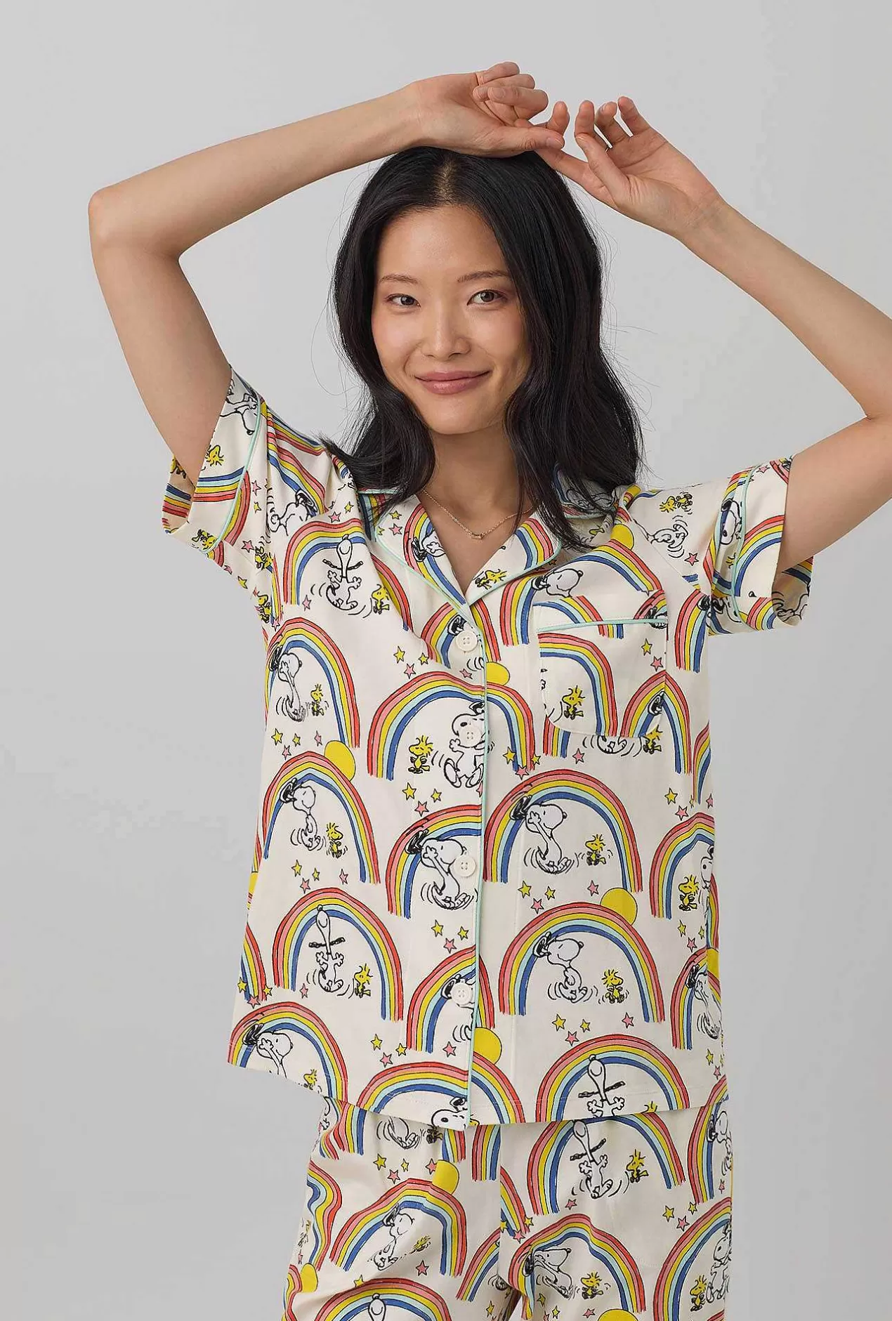 Cropped Sets*Bedhead Pajamas Sunshine Snoopy Short Sleeve Classic Stretch Jersey Cropped Pj Set