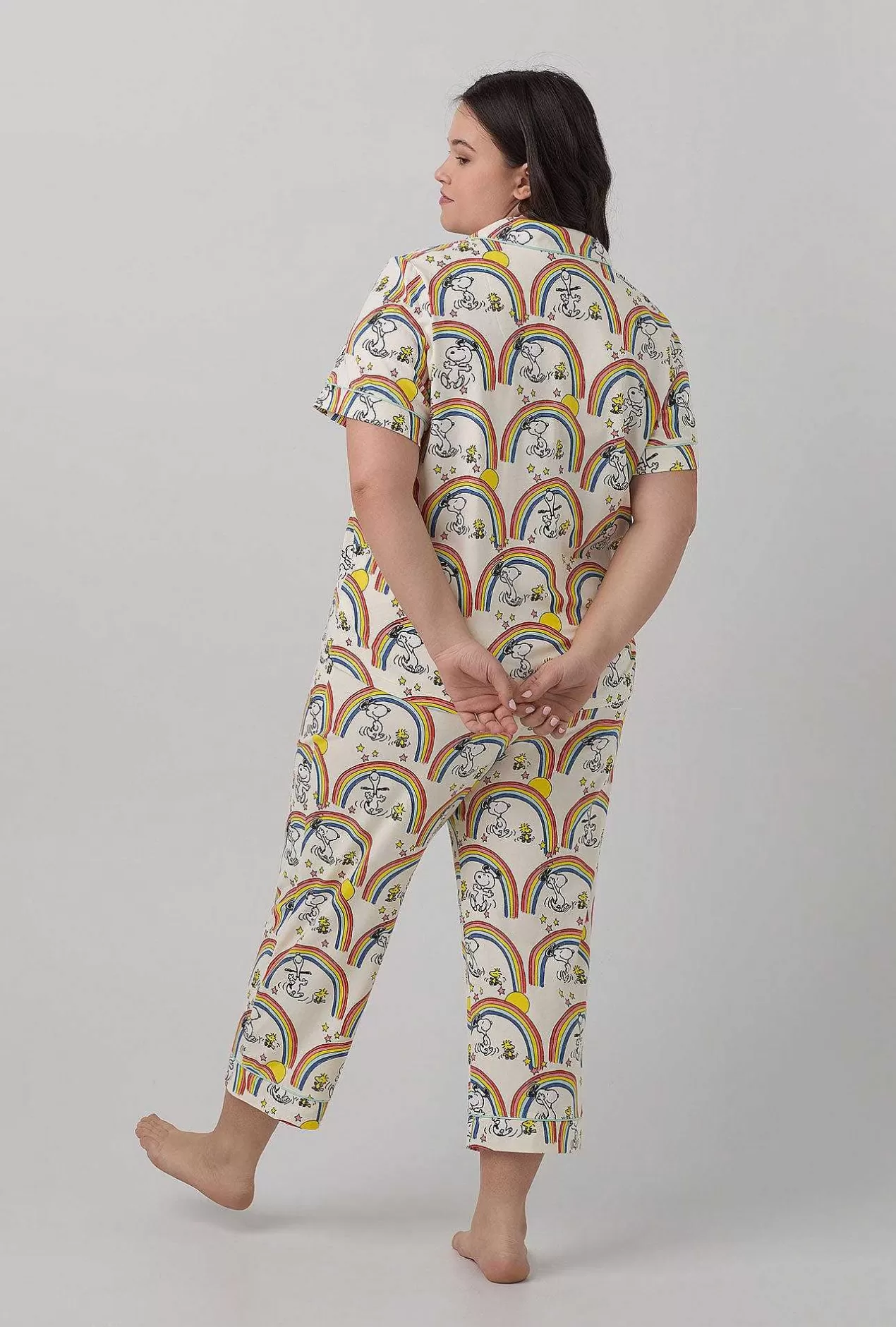 Cropped Sets*Bedhead Pajamas Sunshine Snoopy Short Sleeve Classic Stretch Jersey Cropped Pj Set
