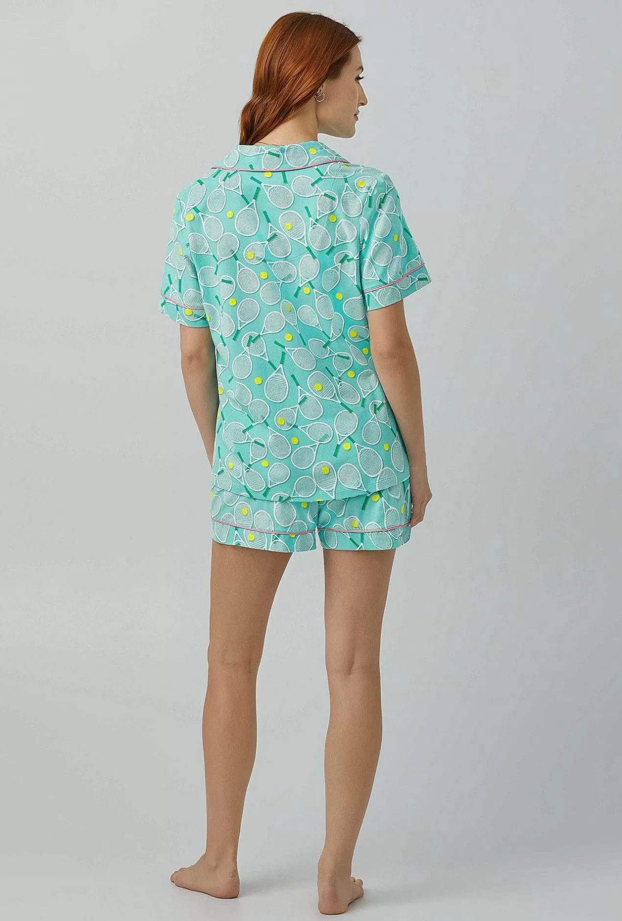 Extended Sizes*Bedhead Pajamas Tennis Club Short Sleeve Classic Shorty Stretch Jersey Pj Set