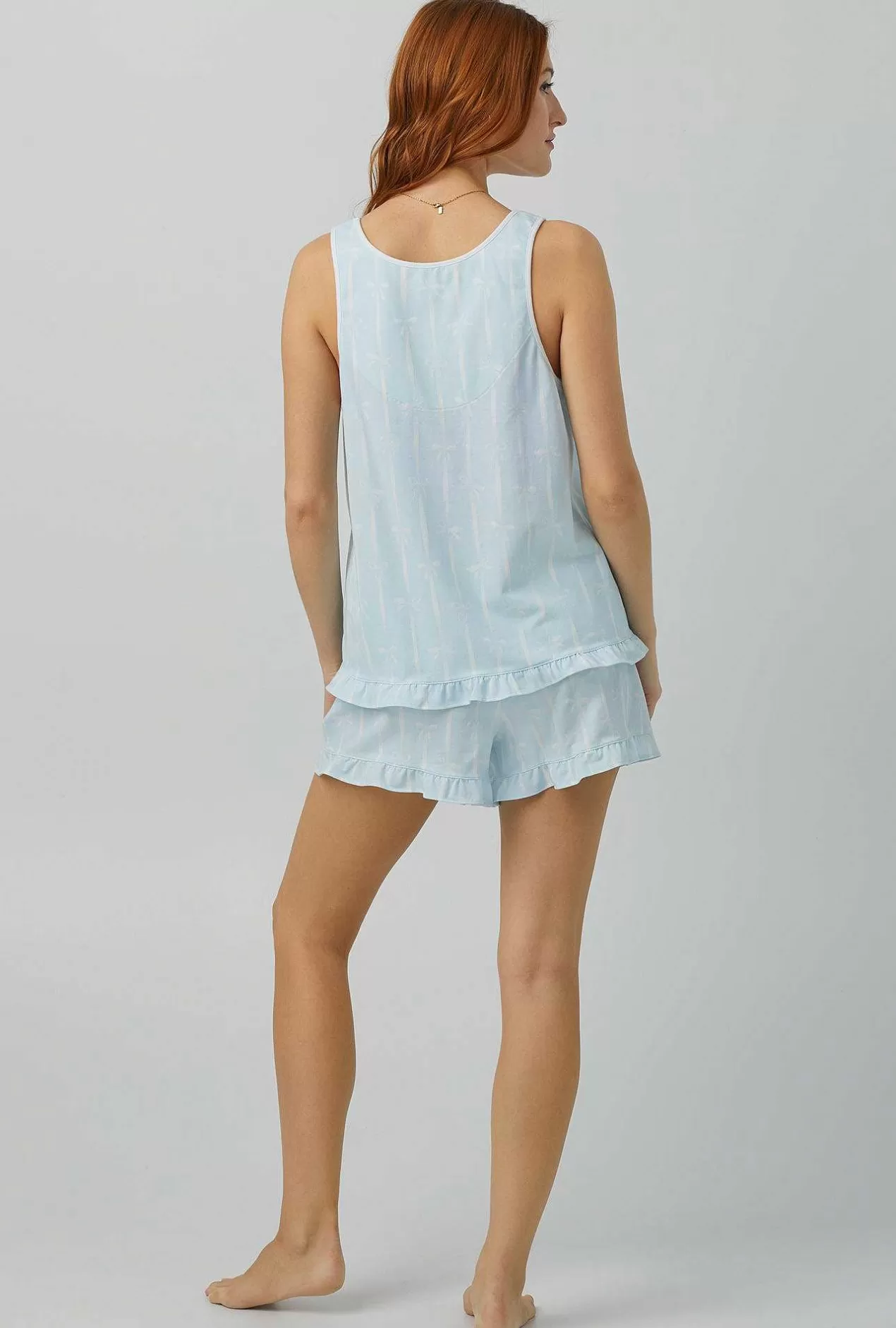 Shorty Sets*Bedhead Pajamas Tying The Knot Ruffle Tank Shorty Stretch Jersey Pj Set