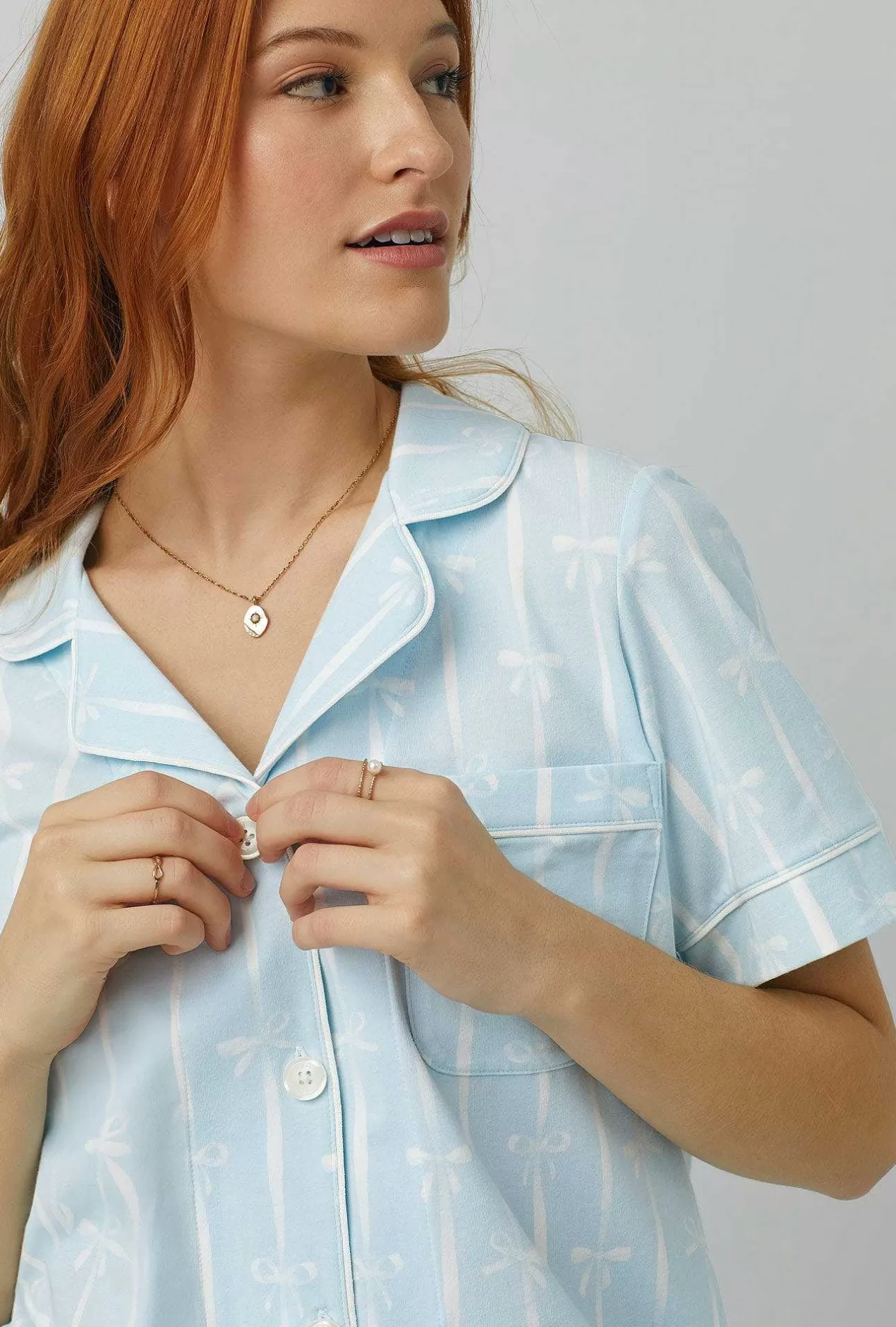 Bridal Shop*Bedhead Pajamas Tying The Knot Short Sleeve Classic Shorty Stretch Jersey Pj Set