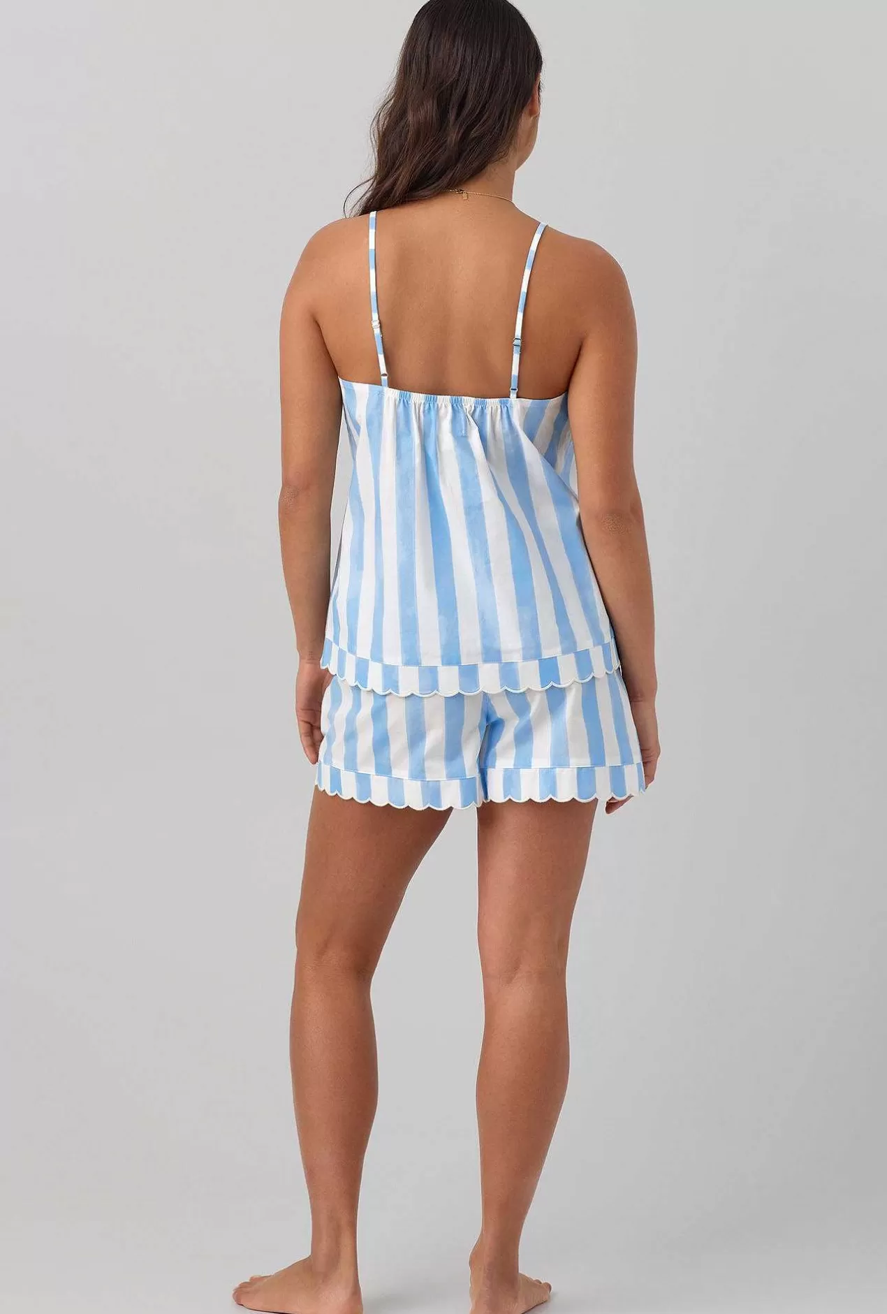 Shorty Sets*Bedhead Pajamas Waterfront Stripe Scallop Cami Woven Cotton Poplin Shorty Pj Set