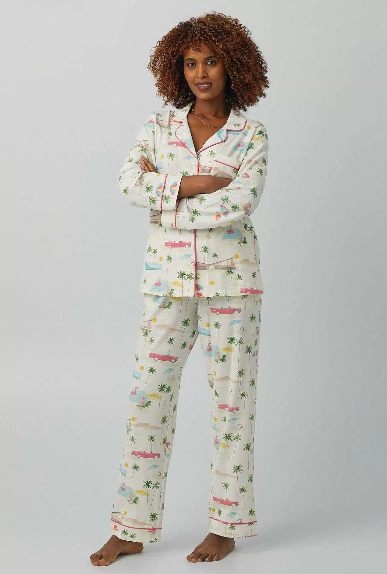 Long Sleep Sets*Bedhead Pajamas Welcome To Palm Springs Long Sleeve Classic Stretch Jersey Pj Set
