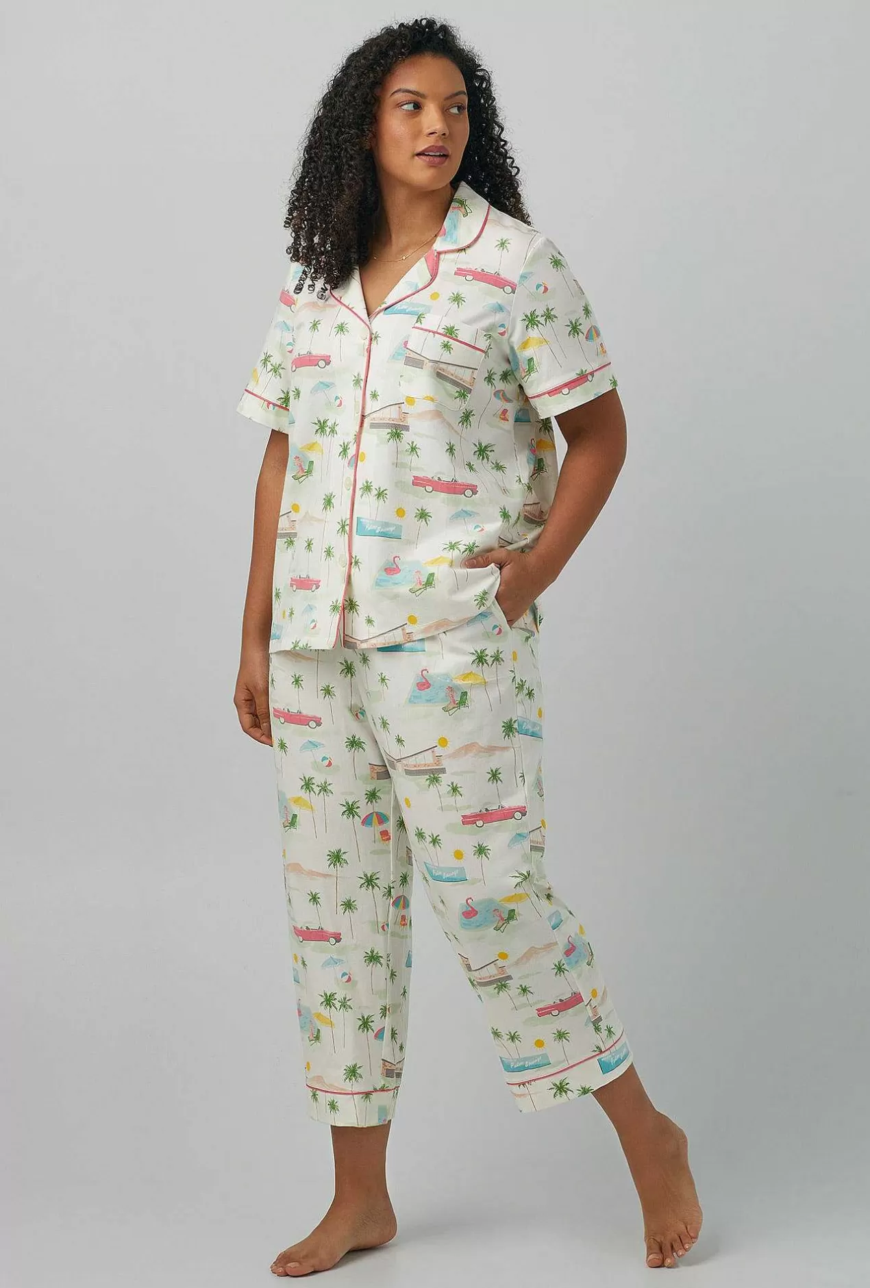 Cropped Sets*Bedhead Pajamas Welcome To Palm Springs Short Sleeve Classic Stretch Jersey Cropped Pj Set