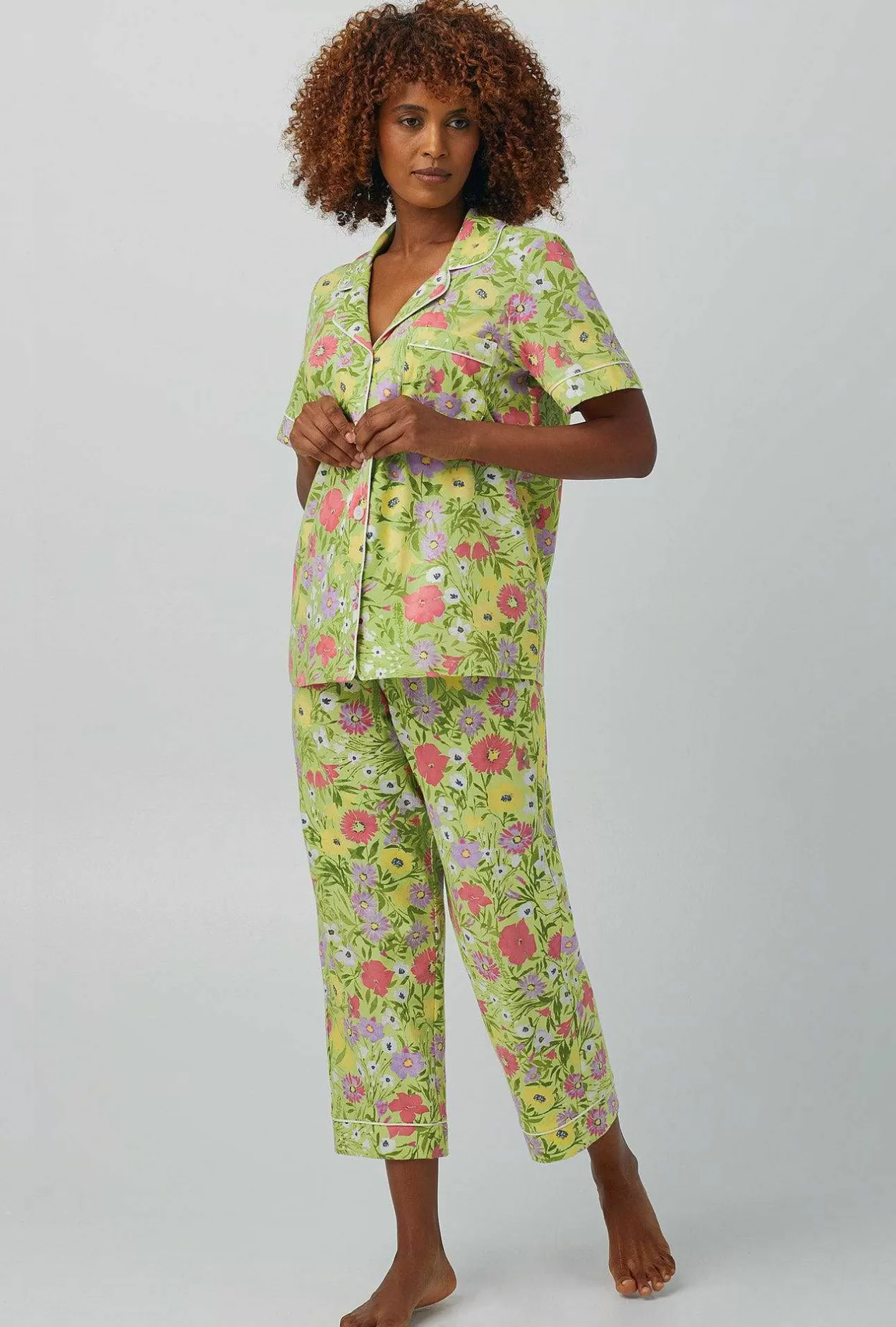 Cropped Sets*Bedhead Pajamas Whispering Meadow Short Sleeve Classic Stretch Jersey Cropped Pj Set