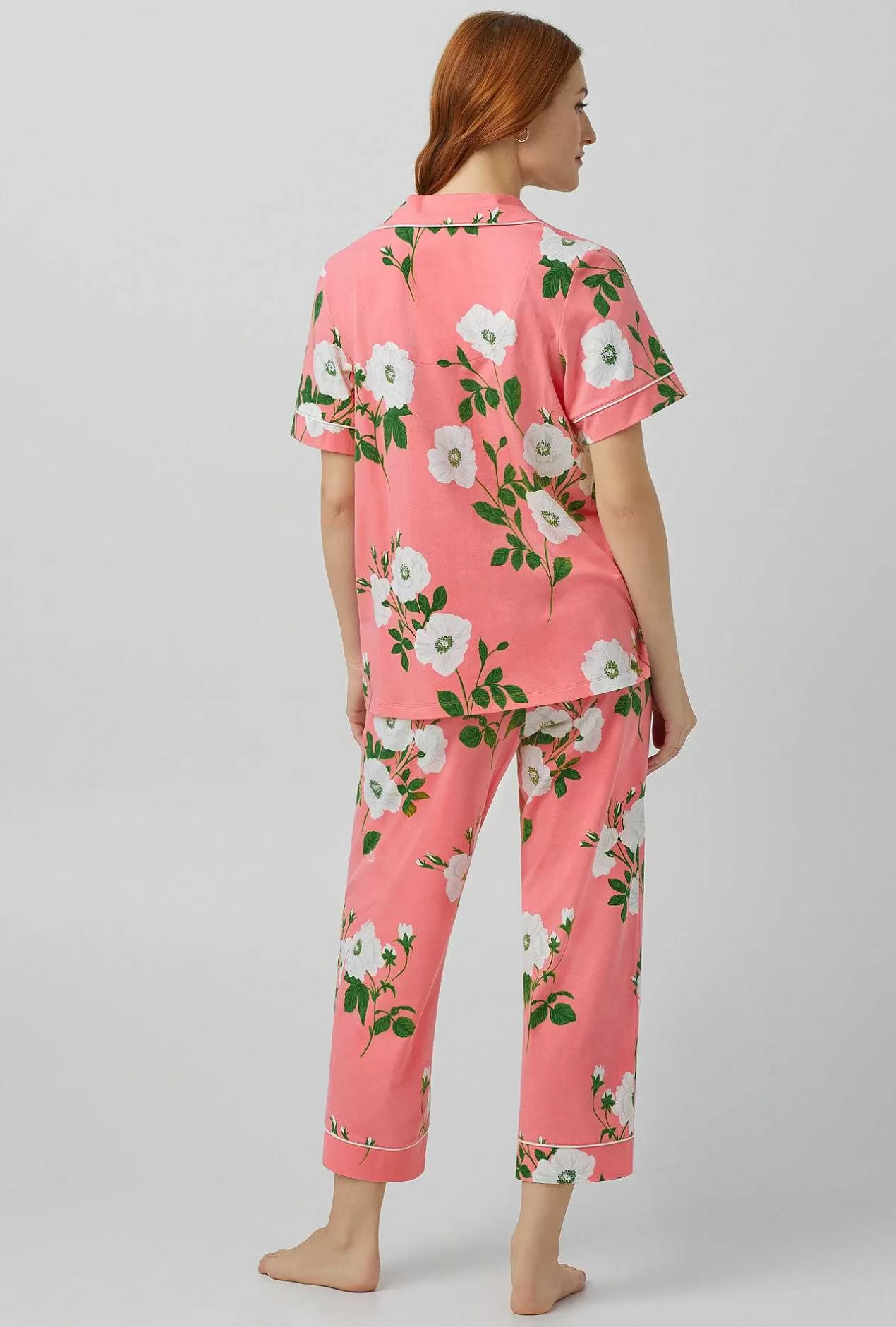 Cropped Sets*Bedhead Pajamas White Poppy Short Sleeve Classic Stretch Jersey Cropped Pj Set